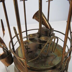 Vintage 70s Copper & Brass Gazebo Music Box "Tea for Two  Gramophone Torch Art
